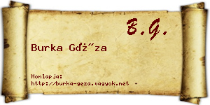 Burka Géza névjegykártya